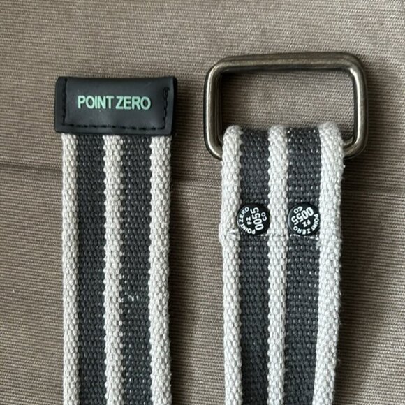 Point Zero Canvas Double Ring Belt Grey Striped - Picture 3 of 7